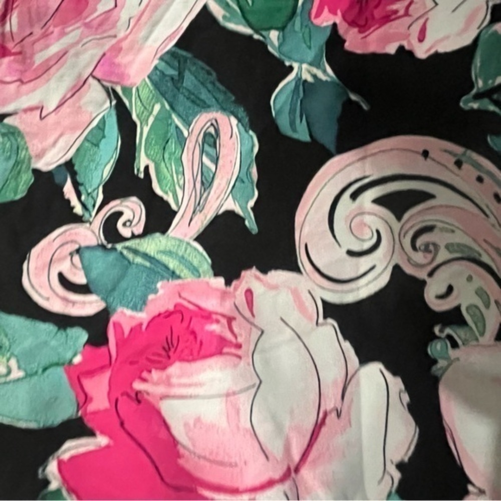 Carmen Marc Valvo Tankini Top Pink Floral Ruched Tie Side Corded Hem $110 C2H268 - Picture 14 of 16